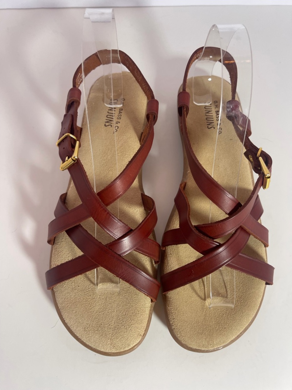 G.H.Bass Sunjuns Cinnamon Brown Leather Strappy Sandals Sz 10M - Classic Comfort